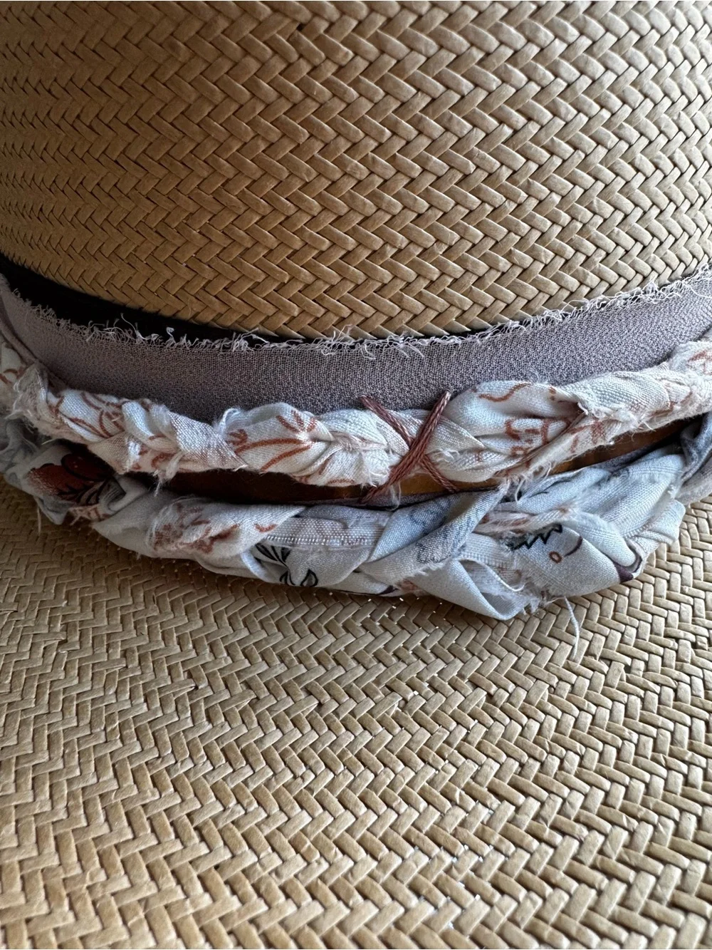 Vintage Straw Fedora Hat with Handmade Blush Band